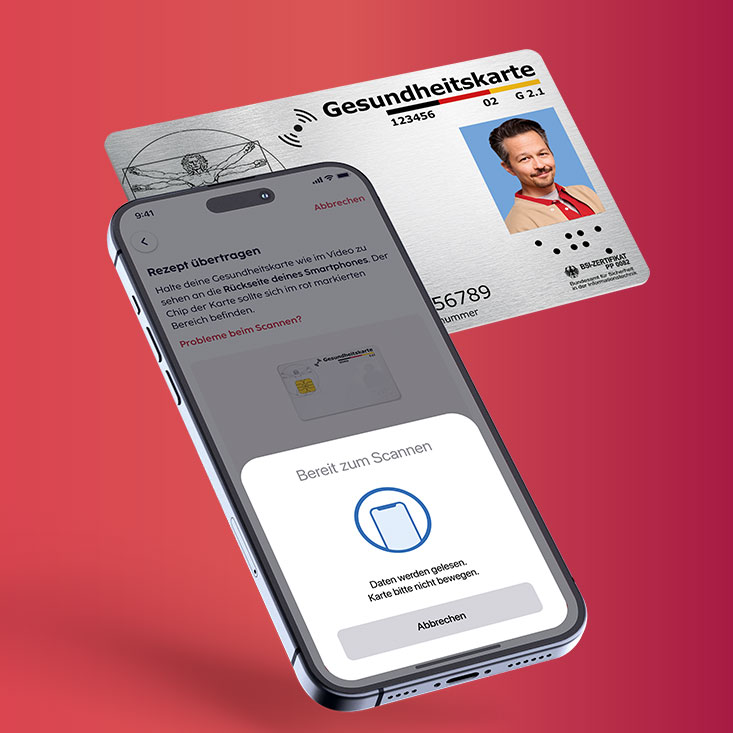 Bild - Nutzung Gesundheitskarte mit Handy Bild - Nutzung Gesundheitskarte mit Handy